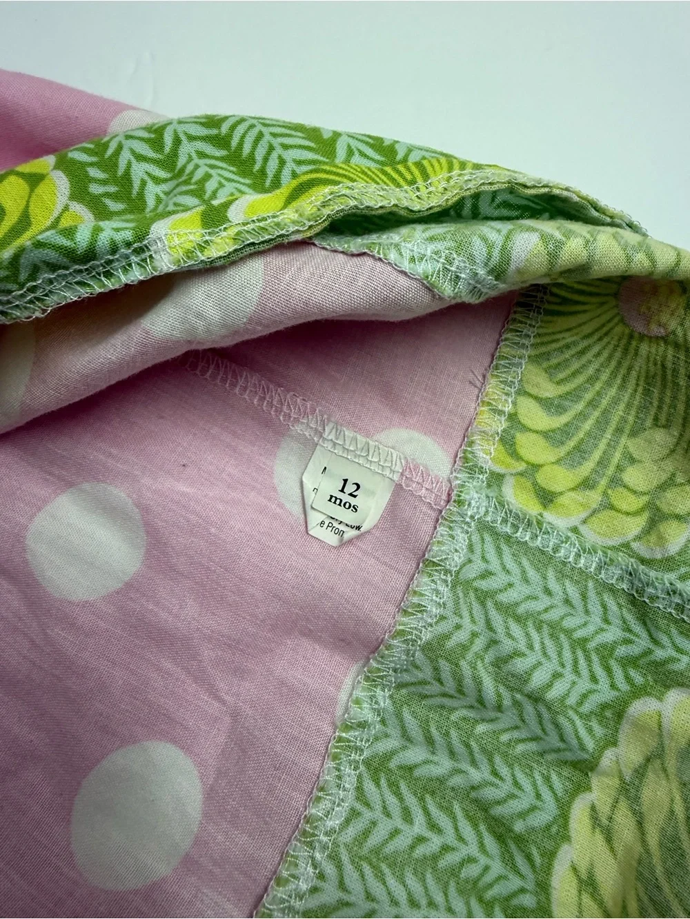 No tag Pink Polka Dot Dress with Green Floral Accents